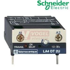 LA4DT4U  elektronický časový modul, zpožděné sepnutí 25…500s, 24…250V DC/50Hz, pro stykače LC1D09..D65A, LC1D80..D150