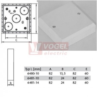 LK80/3  6481-14 krabice lišt.+věneček+víčko, š/v/hl 82x82x24mm, barva bílá, IP40