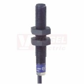 XS4P08PA340 Indukční čidlo M8, plast, Sn=2,5mm, 12…24VDC, délka těla 33mm, nestíněný,  PNP/NO, kabel 2m, IP67