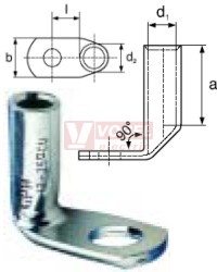 120x12  KU-L-W kabelové oko CU, lehčené, pocínované, vyhnuté 90°