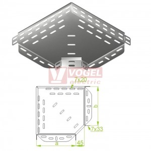 Koleno ploché 90° 150x 50 KKJ150H50, perforované, ostrý roh, tl.1,0mm (156215)