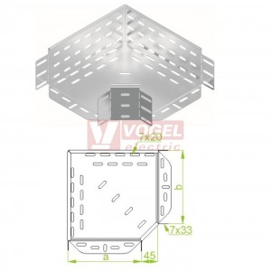 Koleno ploché 90° 150x110  KKJ150H110, perforované, ostrý roh, tl.1,0mm (122115)