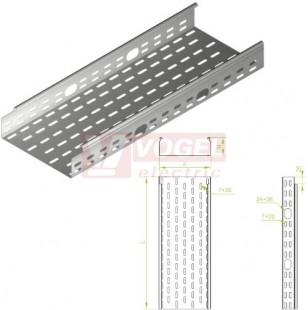 Žlab perf šxv 300x 60 KOJ300H60/3 N , otvory v bočnici, tl.1,0mm (161630)