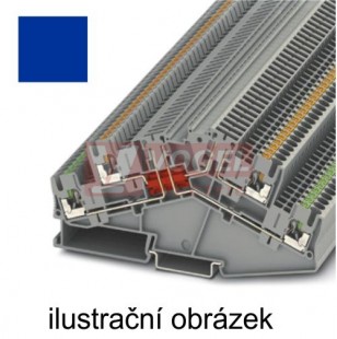 PTTBS 2,5-2TGB BU svorka řadová, rozpojovací, dvoupatrová,  šikmá, 2 rozpojovací zóny, PUSH-IN, 4 přípojky, modrá, 20A, š=5,2mm (3210403)