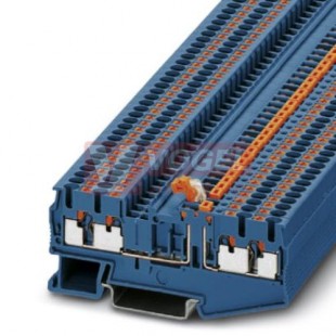 PT 2,5-QUATTRO-MT BU svorka řadová, rozpojovací, (nožová), PUSH-IN, modrá, 20A, 4 přípojky, 2 prostory pro funkční prvky, š=5,2mm (3211676)