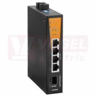 IE-SW-BL05-1GS-4GTPOE ethernetový Switch BasicLine, neřízený PoE+, 4xRJ45 10/100/1000MBit/s + 1x Slot 100/1000Base SFP, 12-57VDC, IP30, š29mm, 0°C..+60°C (1504360000)