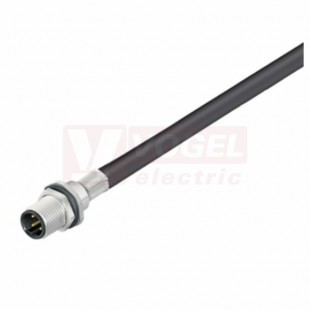 SAIE-M12S-5S0.5U HW konektor M12/5pin/vidl/do panelu, 4A/125V, stíněný, kabel.průchodky PG9, kontakty pozlacené, PUR, délka kabelu 0,5m, tlakově litý zinek, IP68 (1341230050)