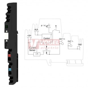 AMG ELM-1F CL2 modul elektronického jištění, 1A, 24VDC, LED indikace stavu, svorky PUSH-IN, š=6,1mm (2491270000)