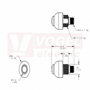 K30LGRXPPB2Q EZ-light K30L, světelná signalizace s tlačítkem, barvy ZE, RU, 10-30V DC, zapojení PNP, rozměr pr.30xv62,8mm, mont.závit M22x1,5mm, připojení M12/5pin, IP67 (3025447)