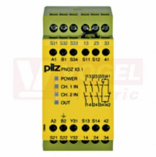 PNOZ X3.1 240VAC 24VDC 3n/o 1n/c 1so bezpečnostní relé, monitorování E-STOP, bezpečnostní brány (774322)