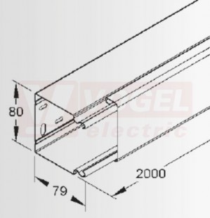 LLK 80.080  kanál s víkem, 80x80x2000mm, ocel, pozink, s děrováním dna (NIEDAX)