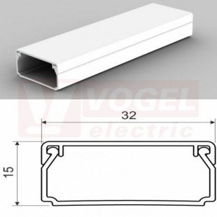 Lišta v 15xš 32 LHD 32x15 HD (2m karton) hranatá, bílá RAL9003, samolepící páska