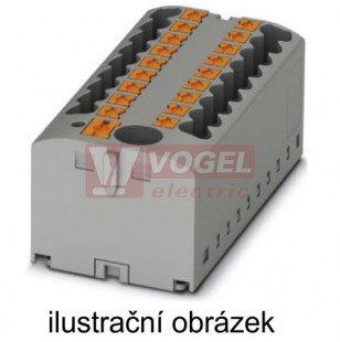 PTFIX  6X2,5-FE-G blok rozbočovací/distribuční, připojení PUSH-IN, 500V/24A, černá/žlutá, š=15,6mm, montáž lepením (3273414)