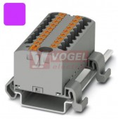 PTFIX  6/18X2,5-NS35A VT blok rozbočovací/distribuční, s napájením, připojení PUSH-IN, 500V/24A, fialová, š=25,2mm, podélná montáž na DIN lištu TS35 (3273258)