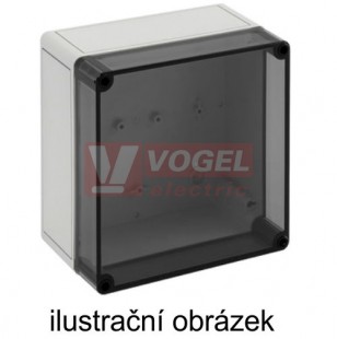 PC 1818-11-tm PV Plastová krabice TK 182x180x111mm, víko průh.PC, předlisy, IP66, RAL7035, polykarbonát