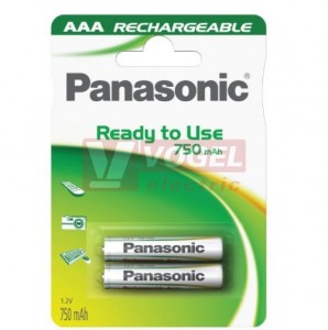 Baterie  1,20 V R03 mikro NiMH 750mAh Panasonic nabíjecí "Ready tu use" (blistr/2ks) (vel.AAA)