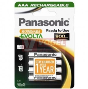 Baterie  1,20 V R03 mikro NiMH 900mAh Panasonic nabíjecí "EVOLTA" (blistr/4ks) (vel.AAA)