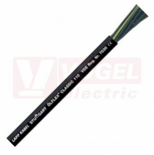 Ölflex Classic 110 BK 300/500V  7G   2,5 kabel flexibilní, plášť PVC černý, odolný proti olejům, čísl.žíly se ze/žl (1119888)