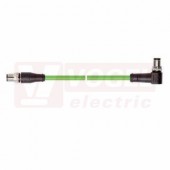 IE-PNC-5-M12D-A-0,5-P-2-22-FD-M12D-S pacht kabel, ETHERLINE PN FD Cat.5, typ C, M12/4-pin/úhlový/vidlice/kód-D + M12/4-pin/přímý/vidlice/kód-D, PUR, zelená (RAL6018), UL/CSA (CMX), stínění měd.opletem, hliník.kašír.pl.folií, dél. 0,5m (2171122)