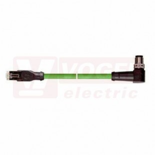 IE-PNB-5-M12D-A-0,5-Y-2-22-7-RJ45 patch kabel PN flex Cat.5, Profinet typ B, konektor M12/4-pin/úhlový/vidlice/kód-D + konektor RJ45, PVC, barva zelená (RAL6018), stínění měd.opletem, hliníkem kašírovanou pl.folií, UL/CSA (CMG), délka 0,5m (2171221)