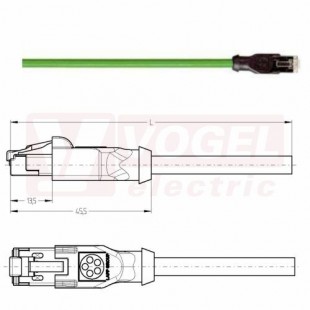 IE-EC-5-RJ45-2-P-2-26-FD-OE patch kabel pro průmys. Ethernet, EtherCat, Cat.5e, konektor 1x RJ45 + volný konec kabelu, PUR, barva zelená (RAL6018), do energetických řetězů, IP20, délka 2m (2171773)