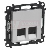 753354 Valena Life zásuvka datová 2x RJ45, Cat.5e FTP, barva hliník, bez rámečku, podpora Gigabit Ethernet, vybavený beznástrojovým modulem LCS, lze použít kabel s drátem AWG 22 až 25, nebo licna AWG26