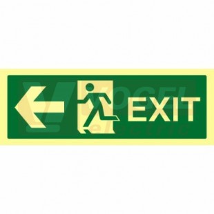 Samolepka fotoluminiscenční "EXIT-šipka vlevo" (zelený podklad), symbol s textem 30x15cm (FLZ63)