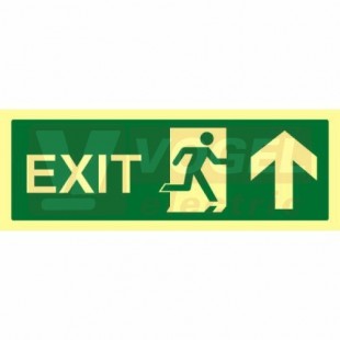 Tabulka fotoluminiscenční "EXIT-šipka nahoru" (zelený podklad), symbol s textem 30x15cm (FLZ61)