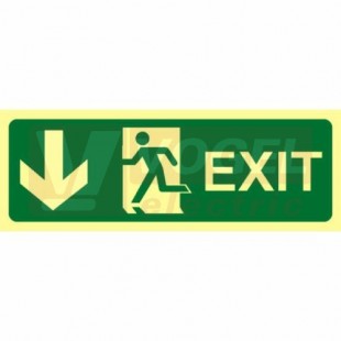 Tabulka fotoluminiscenční "EXIT-šipka dolů" (zelený podklad), symbol s textem 30x15cm (FLZ60)