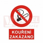 Tabulka zákazová "Kouření zakázáno" (černý tisk, červený podklad), symbol s textem (4202) A5