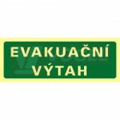 Tabulka fotoluminiscenční "EVAKUAČNÍ VÝTAH" text 20x7cm (zelený podklad), (FLZ36)