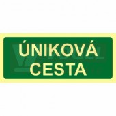 Tabulka fotoluminiscenční "Úniková cesta" text 20x10cm (zelený podklad), (FLZ37)