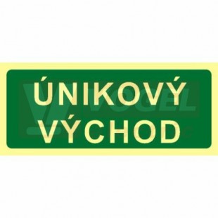 Tabulka fotoluminiscenční "ÚNIKOVÝ VÝCHOD" text 20x10cm (zelený podklad), (FLZ33)