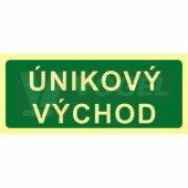 Tabulka fotoluminiscenční "ÚNIKOVÝ VÝCHOD" text 20x10cm (zelený podklad), (FLZ33)