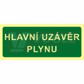 Tabulka fotoluminiscenční "Hlavní uzávěr plynu" text 20x9cm (zelený podklad), (FLZ35)