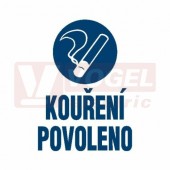 Tabulka zákazová "Kouření povoleno" (bílý tisk, modrý podklad), symbol s textem (4202N1) A4