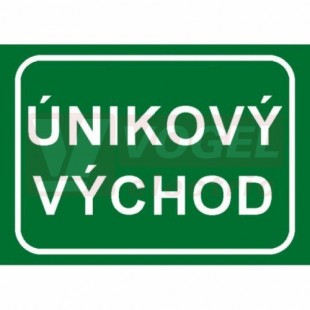 Tabulka informační "Únikový východ" text bez symbolu (bílý tisk, zelený podklad), (7810B) A5