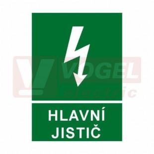 Tabulka informační "Hlavní jistič" (bílý tisk, zelený podklad), symbol s textem (6131B) A4