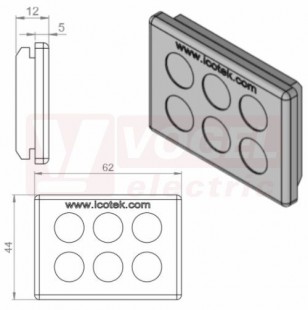 KEL-DP 6/6 A (plech tl. 1,5-2,5mm) membránová průchodka, šedá, IP64, vnější 62x44mm, výřez 52x36mm, vstup kabelů 6x max.12,1mm (43450)