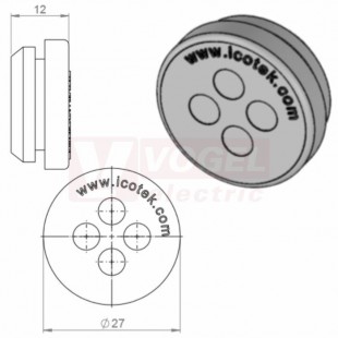 KEL-DP 20/4 A (plech tl. 1,5-2,5mm) kulatá membránová průchodka, šedá, IP65, vnější pr.27mm, výřez pr.20mm, vstup kabelů 4x max.5,2mm (43572)