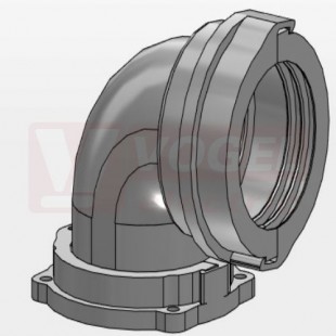 PASOG-52 přírubový konektor úhlový 90°, šedý, otočný, IP54, PA6, pro chráničku NW52