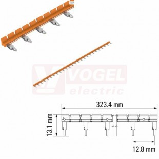 TCC 12,8/26 OR hřeben propojovací oranžový, rozteč 12,8mm, 26 propojek, délka 323,4 mm (2556380000)