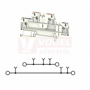 A2T 1,5 KNX RD-BK svorka řadová, dvoupatrová PUSH-IN 1,5mm2, bílá, š=3,5mm, 17,5A/500V, upevnění na DIN lištu TS35 (2652200000)