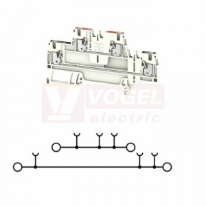 A2T 1,5 KNX RD-BK svorka řadová, dvoupatrová PUSH-IN 1,5mm2, bílá, š=3,5mm, 17,5A/500V, upevnění na DIN lištu TS35 (2652200000)