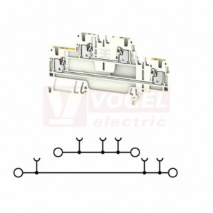 A2T 1,5 KNX WT-YL svorka řadová, dvoupatrová PUSH-IN 1,5mm2, bílá, š=3,5mm, 17,5A/500V, upevnění na DIN lištu TS35 (2652210000)