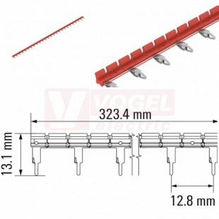 TCC 12,8/26 RD hřeben propojovací rudý, rozteč 12,8mm, 26 propojek, délka 323,4mm (2556420000)