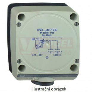 XSDA400519 Indukční čidlo kvádrové 80x80x40mm, 24…240VAC, Sn=40mm, plast, 2-vodiče, NO+NC, 5-polohová hlava, nestíněný, šroubové svorky, PG13,5 kabelová vývodka, IP67