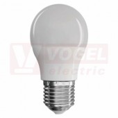 Žárovka LED E27 230VAC   8W mini globe A+, provedení CLASSIC, baňka mléčná, neutrální bílá 4100K, 806 lumen, nestmívatelná, živ. 30000h., náhrada za 60W, rozměr 45x84mm (EMOS-ZQ1131)