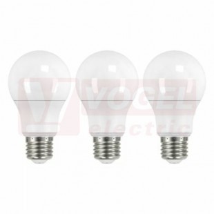 Žárovka LED E27 230VAC   9W balení 3 ks, klasik A60 A+, provedení CLASSIC, baňka mléčná, neutrální bílá 4100K, 806 lumen, nestmívatelná, živ. 30000h., náhrada za 60W, rozměr 60x110mm (EMOS-ZQ5141.3)