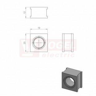 QT-AT-K-M 12x1,0 průchodková vložka se metrickým závitem, malá, IP54, mosaz/elastomer, rozměr 20x19x12mm (42606)